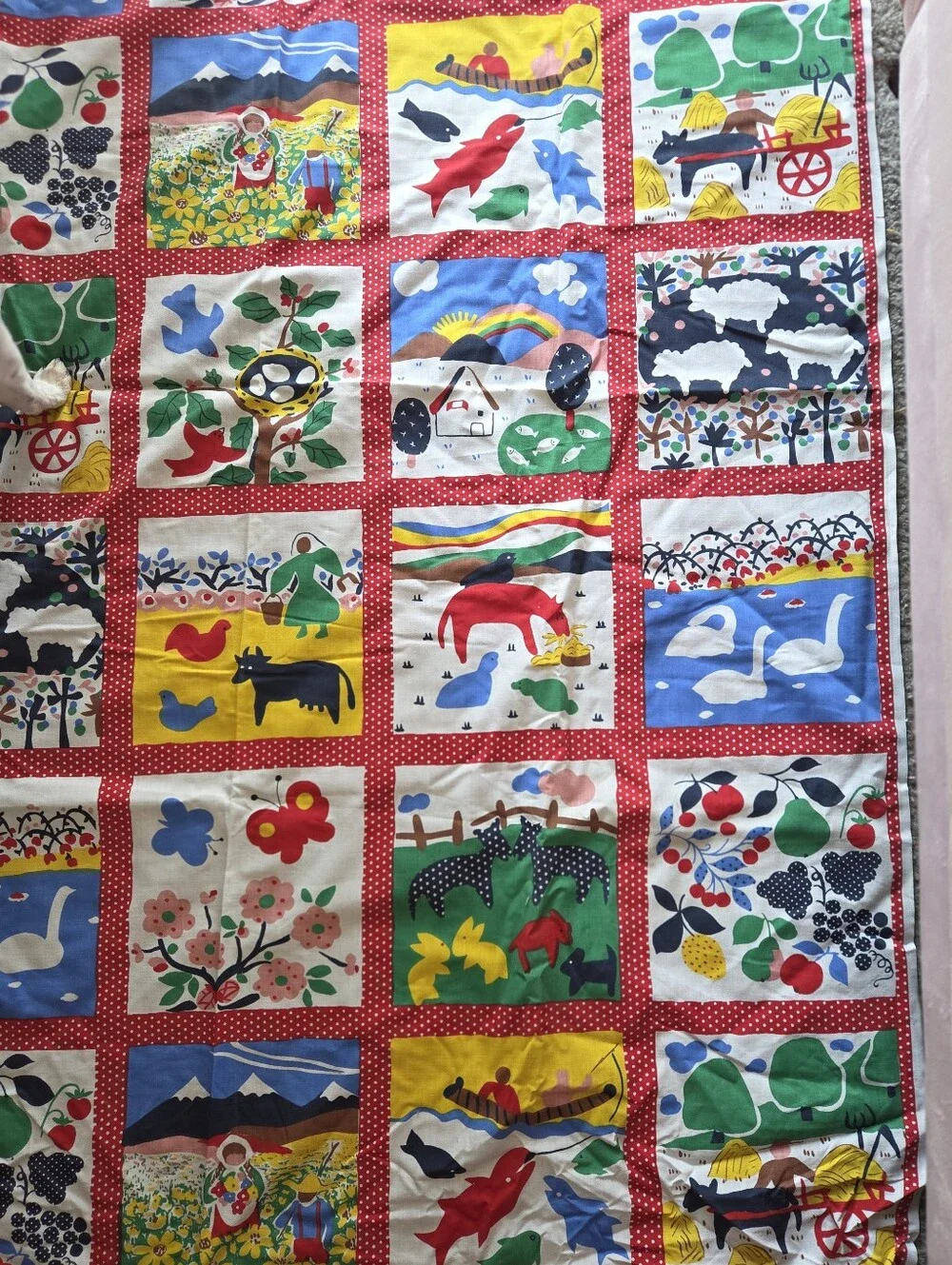Vintage Spring Mills Farm Sewing Quilting Fake Quilt Cotton Fabric